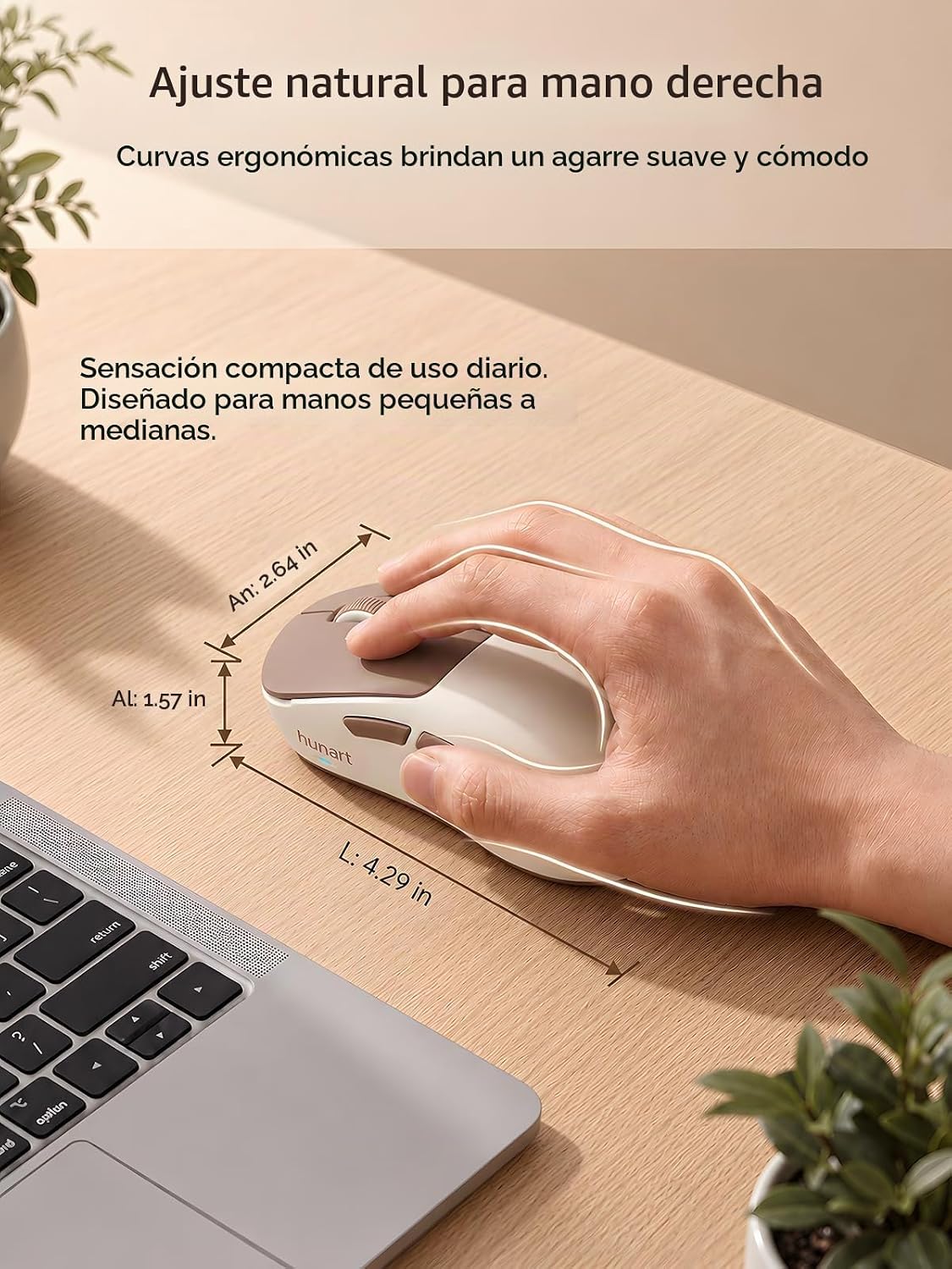 Ratón inalámbrico hunart H6 de 49 g, Bluetooth y 2,4 GHz, recargabl...