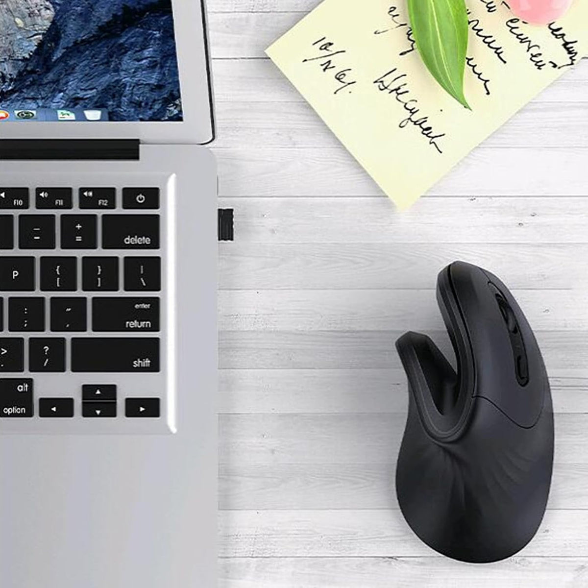 Ratón ergonómico inalámbrico, mouse Ergo vertical, recargable 2.4G...