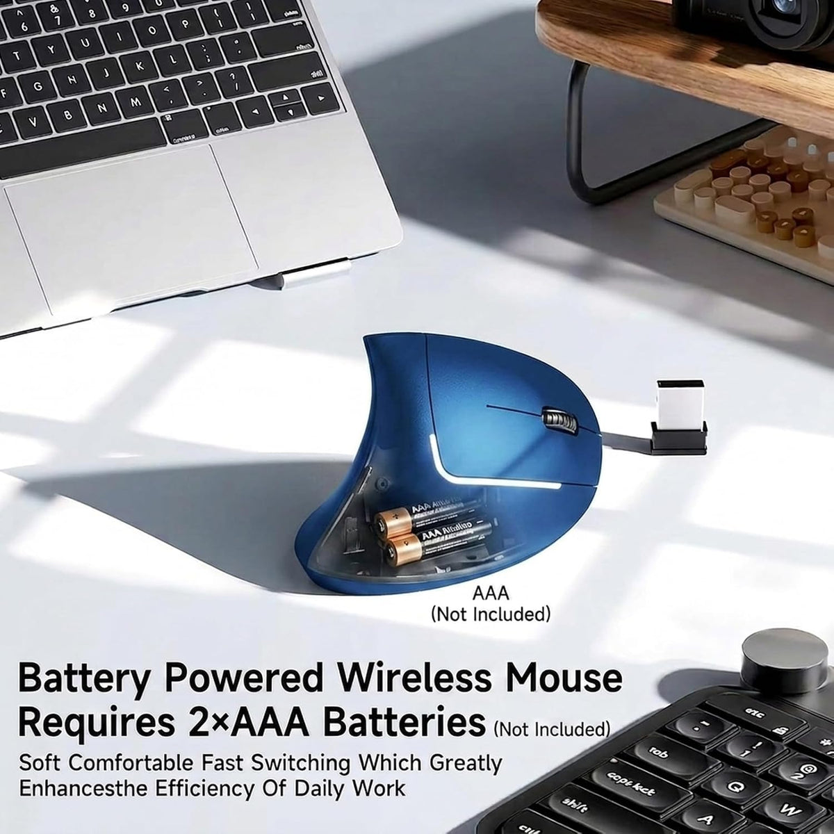 tlkawzy Ratón inalámbrico vertical ergonómico, mouse óptico de 2.4...