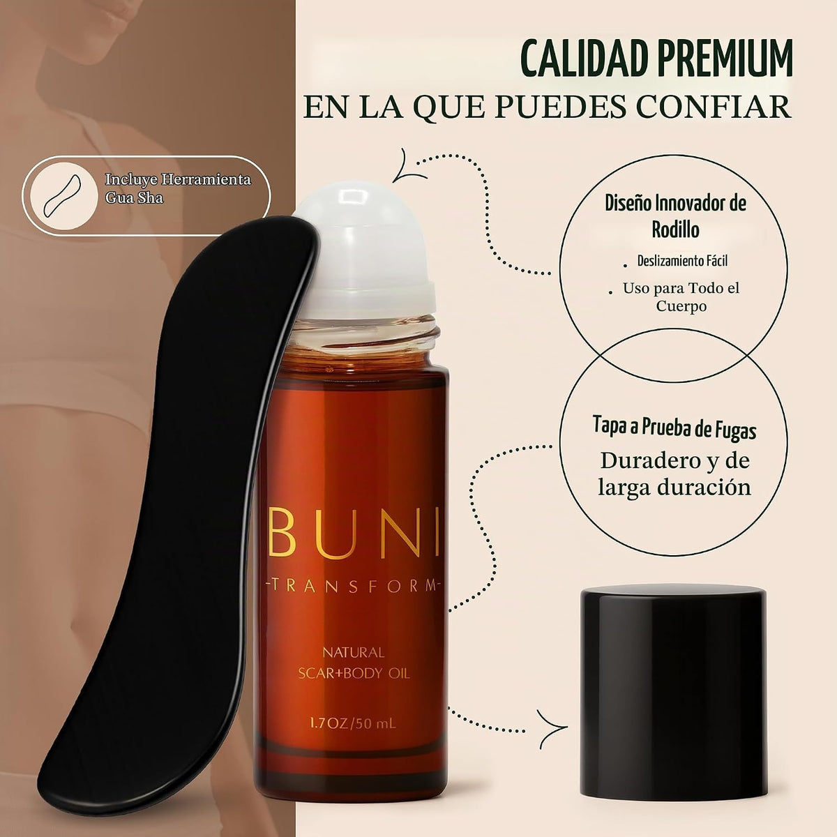 BUNI - Aceite de cicatriz prémium con Gua Sha \u2013 Aceite corpora...
