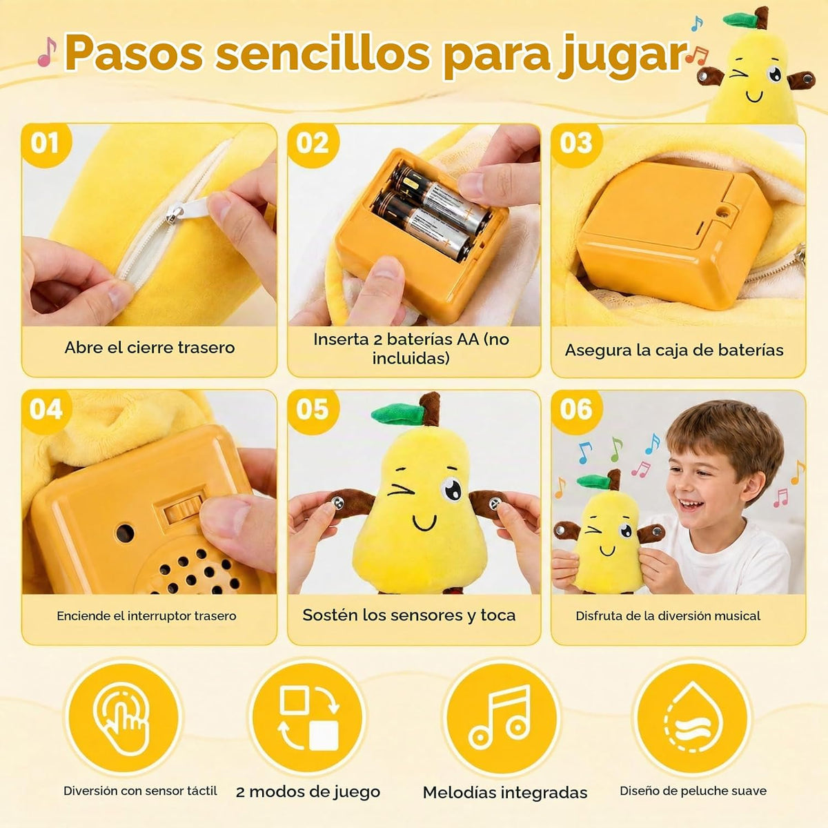 DoddyFun Juego de juguetes de peluche interactivos con música para...