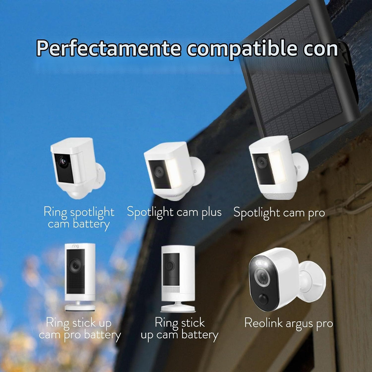 Cargador de panel solar de 8 W para cámara de anillo, panel solar d...