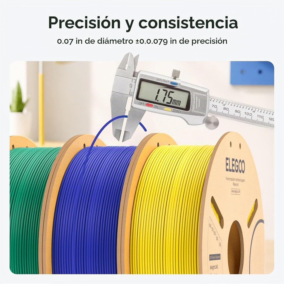 ELEGOO Filamento PLA para impresora 3D de 0.07 in, 8.8 lbs, rojo\/a...