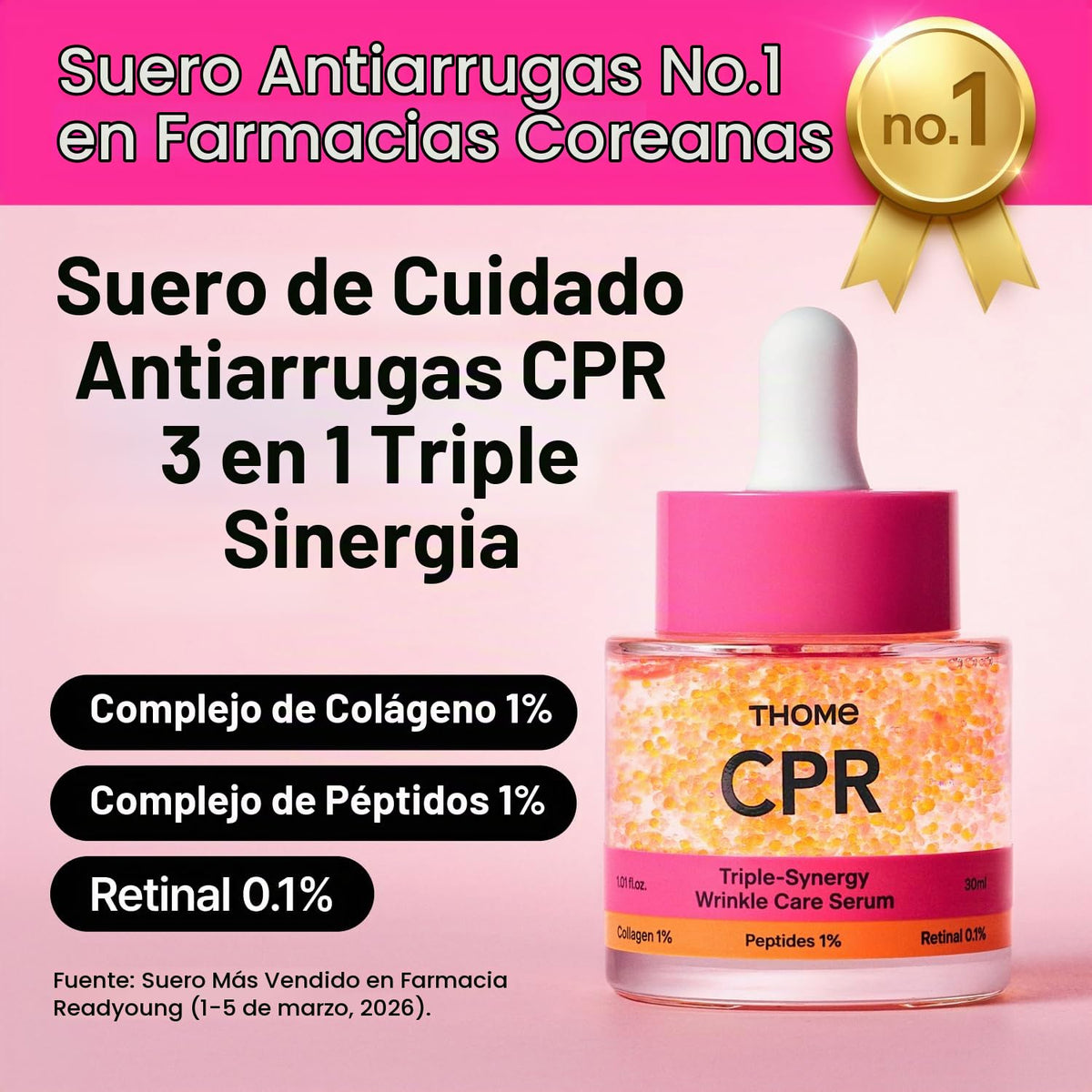 Colágeno, péptido y suero retiniano para líneas finas y arrugas (pa...