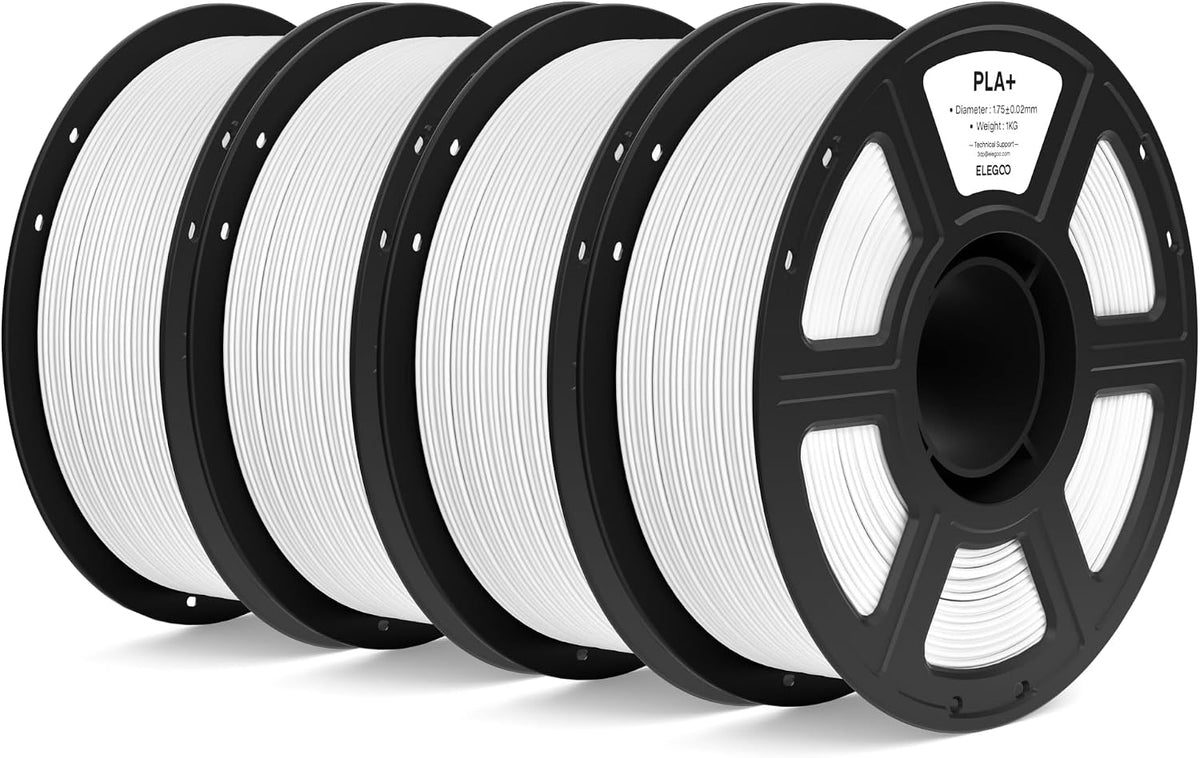 ELEGOO Filamento para impresora 3D PLA+ de 0.07 in, blanco, 8.8 lbs...