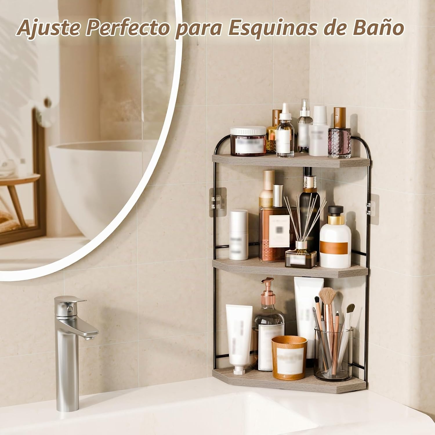 Naeqieo Organizador esquinero de encimera de baño, organizador de e...