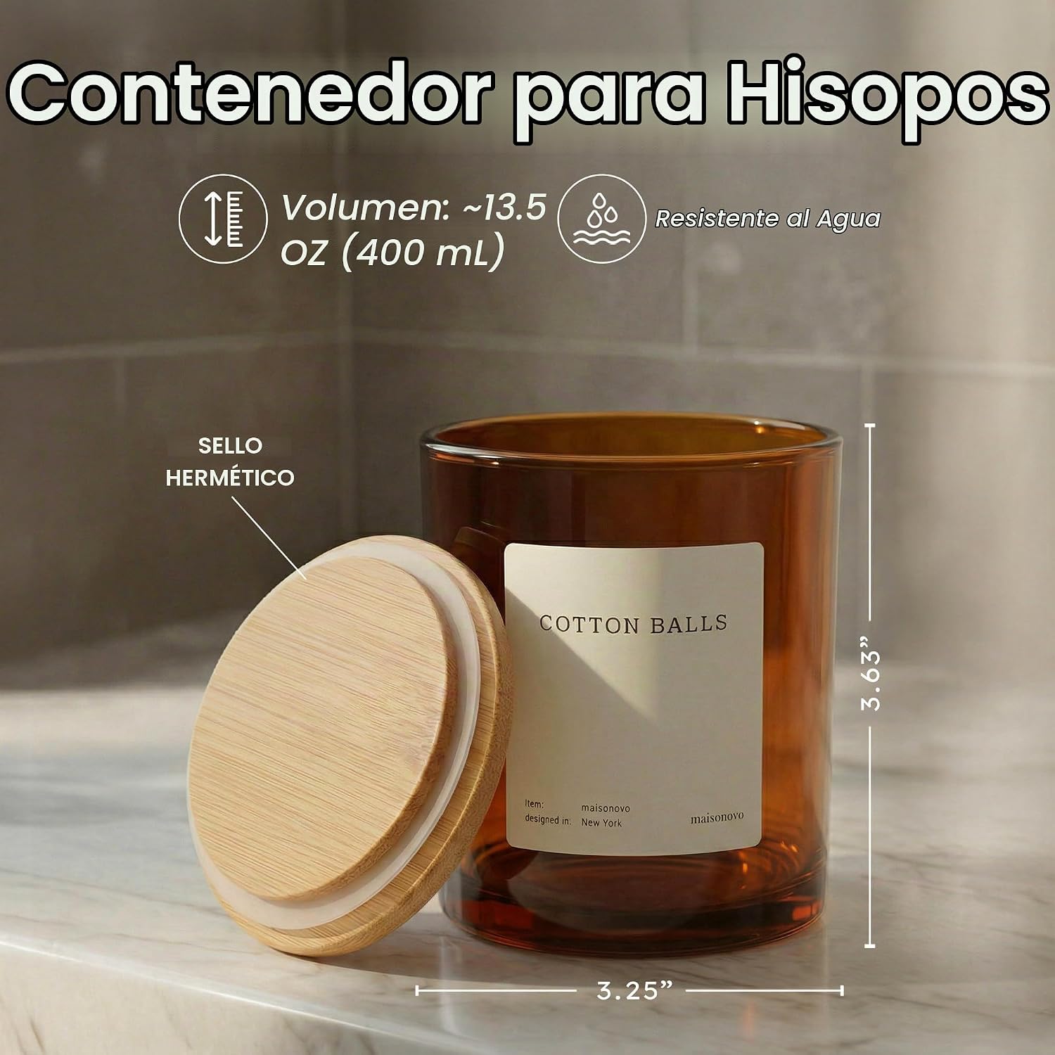 MaisoNovo Recipientes de vidrio para baño con tapas (hermético), so...