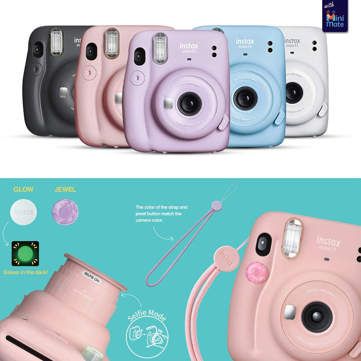 Fujifilm Cámara instantánea Instax Mini 11 azul cielo + paquete de...