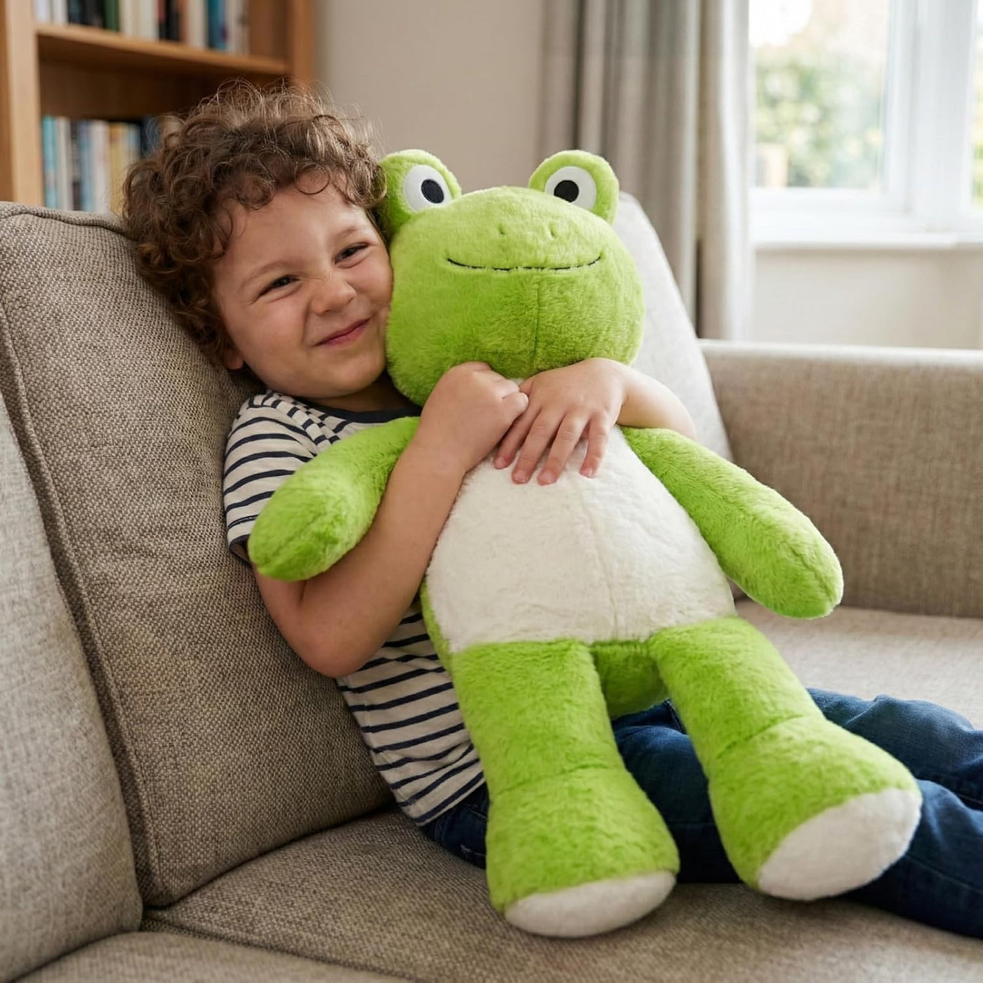 WEIGEDU Juguete de peluche de rana de peluche aderezable, 24.8 pulg...
