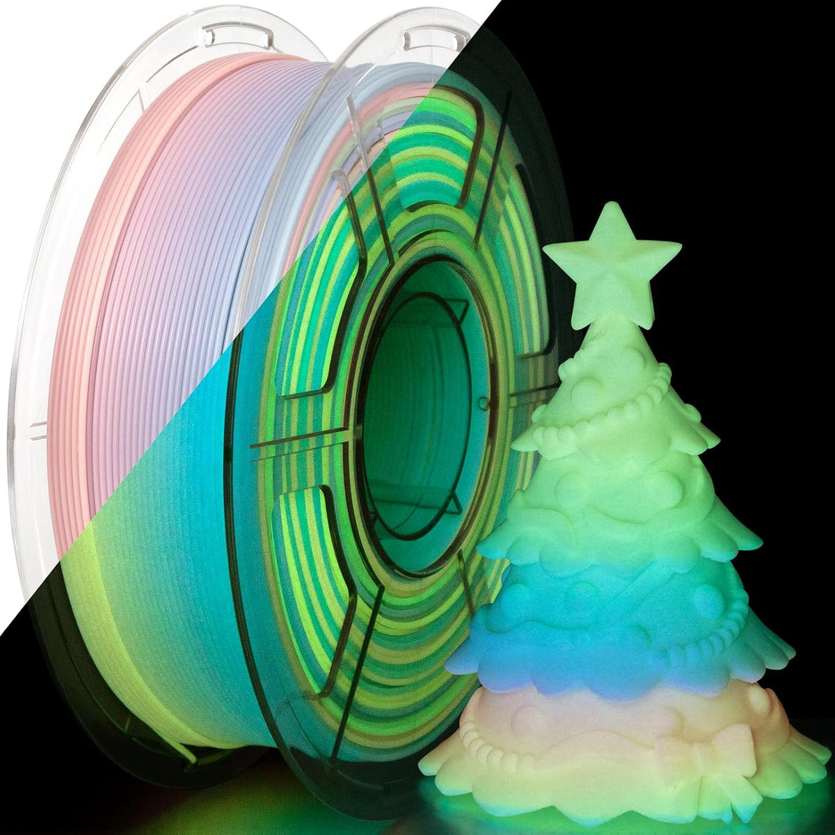 iSANMATE Filamento PLA arco iris que brilla en la oscuridad, filame...