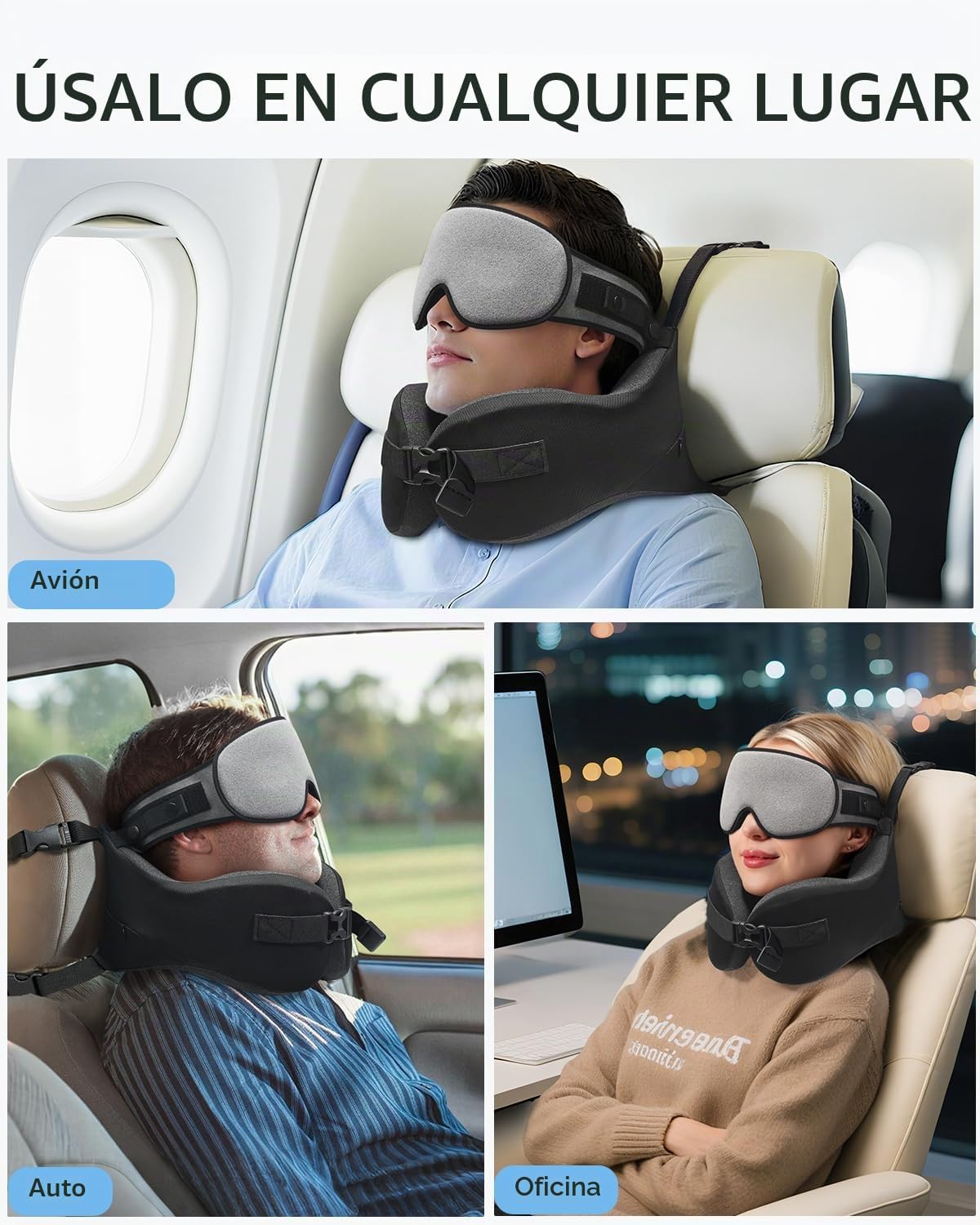 YFONG Almohada de viaje para avión de vuelo largo, combo de correa...
