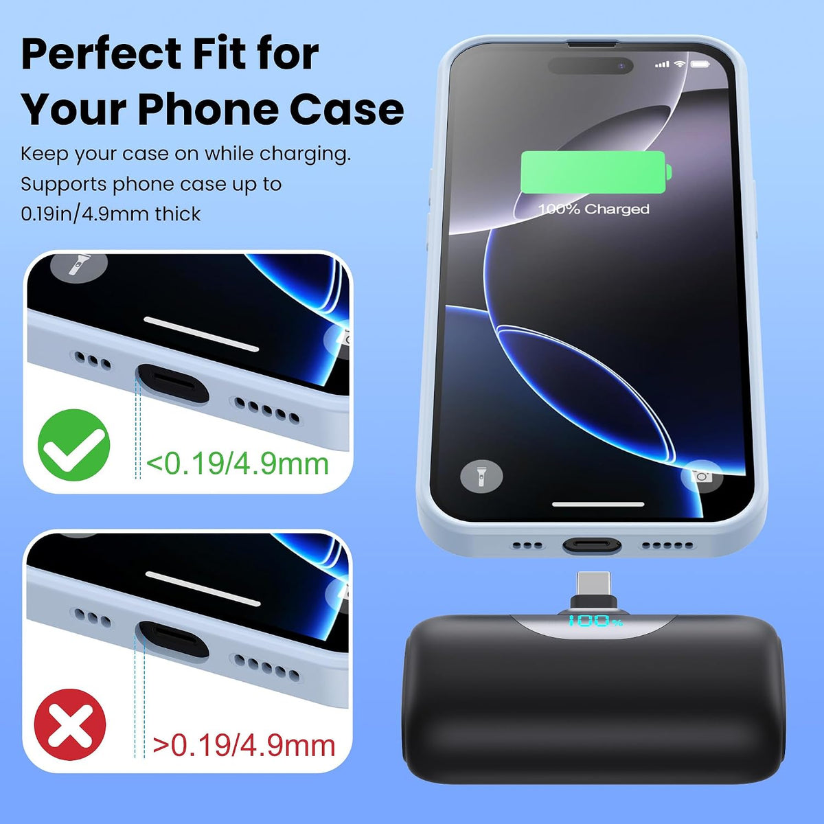 HETP Mini cargador portátil USB C, batería de carga rápida PD de 55...