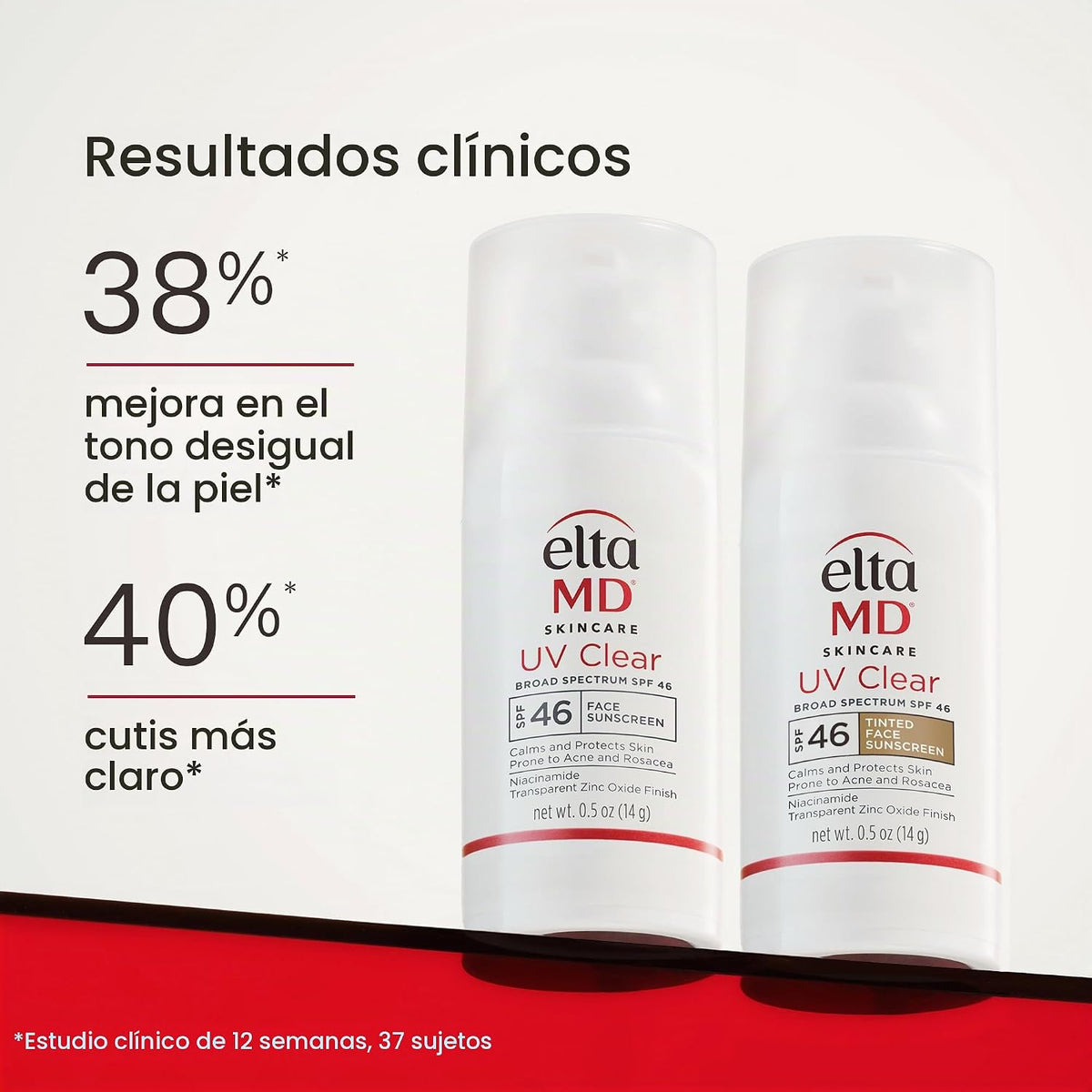 Protector solar facial transparente UV EltaMD con óxido de zinc, si...