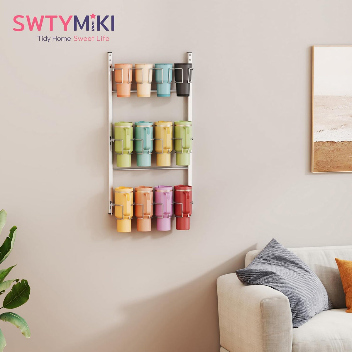 SWTYMIKI Organizador de botellas de agua de 3 niveles, soporte para...