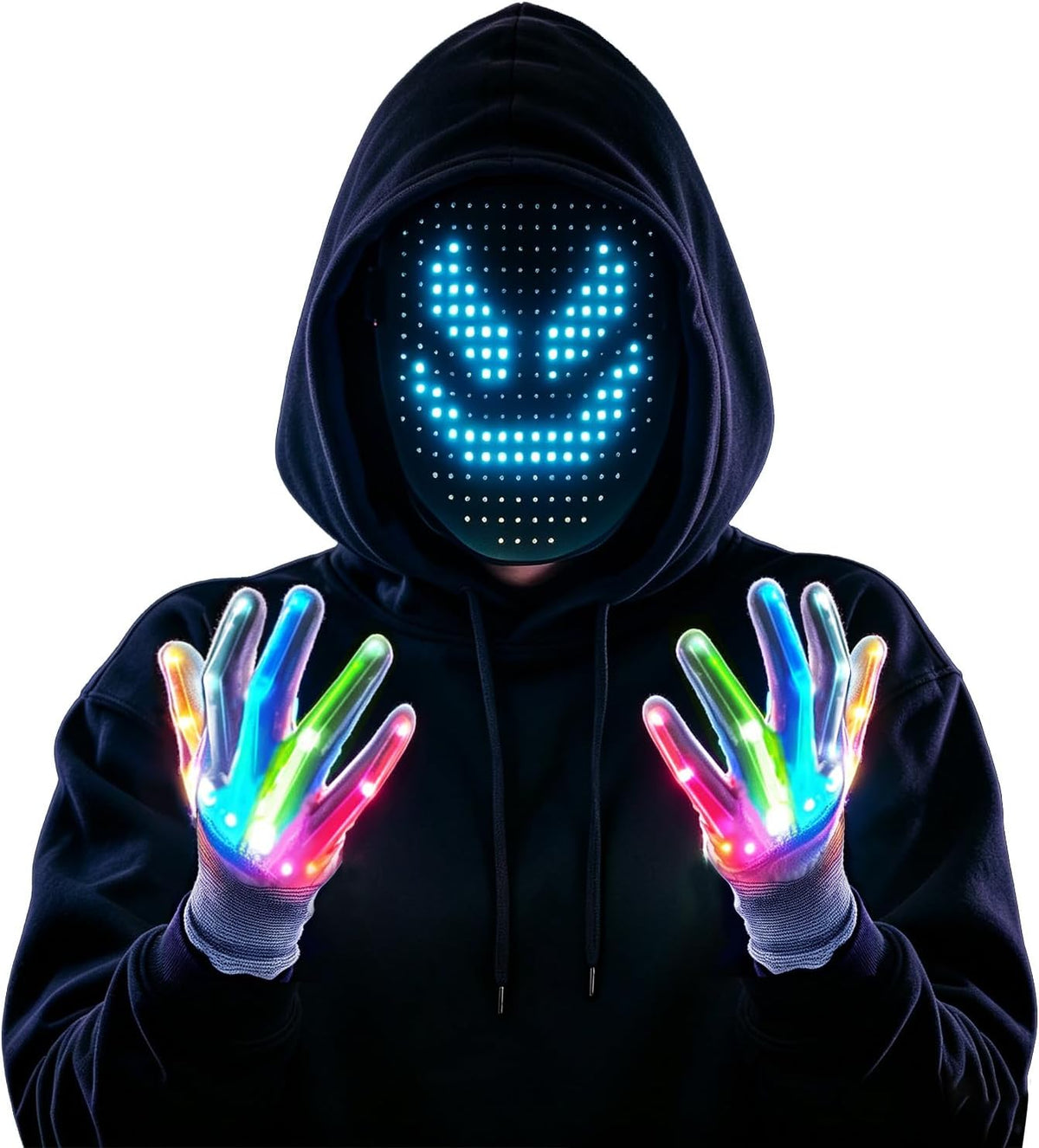 mofyshine Juego de máscara LED y guantes con detección de gestos, r...