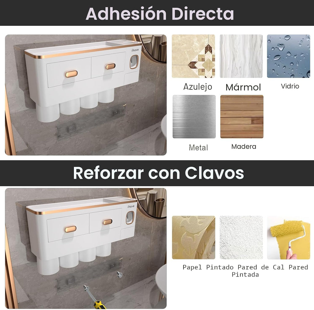 iHave Portacepillos de dientes para baños y dispensador de pasta de...