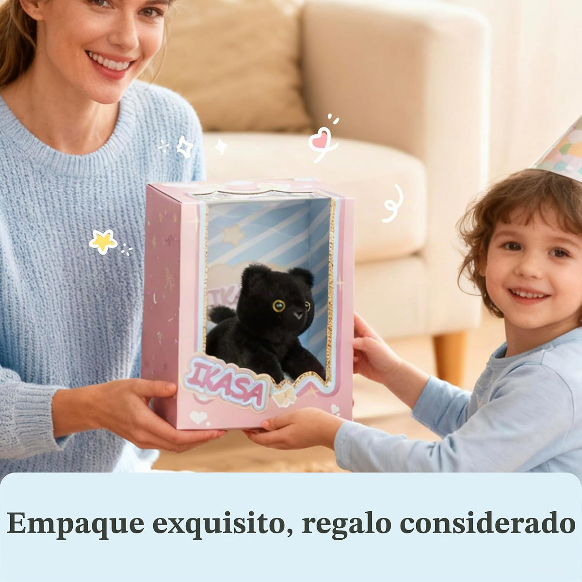 IKASA Gato Negro de Peluche, Juguetes de Peluche de 8 Pulgadas, Gat...