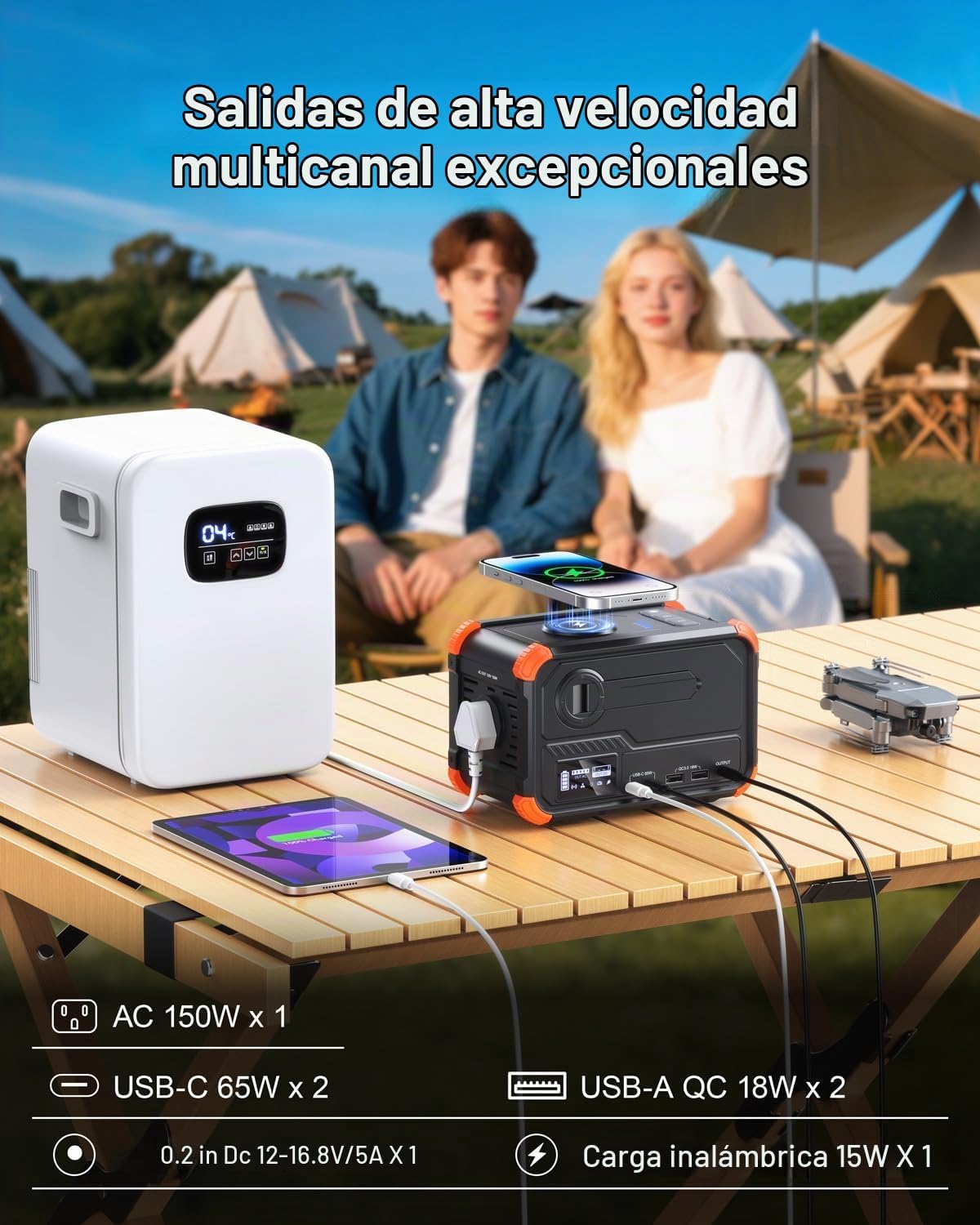 BROWEY - Estación de energía portátil de 153 Wh, generador solar pe...