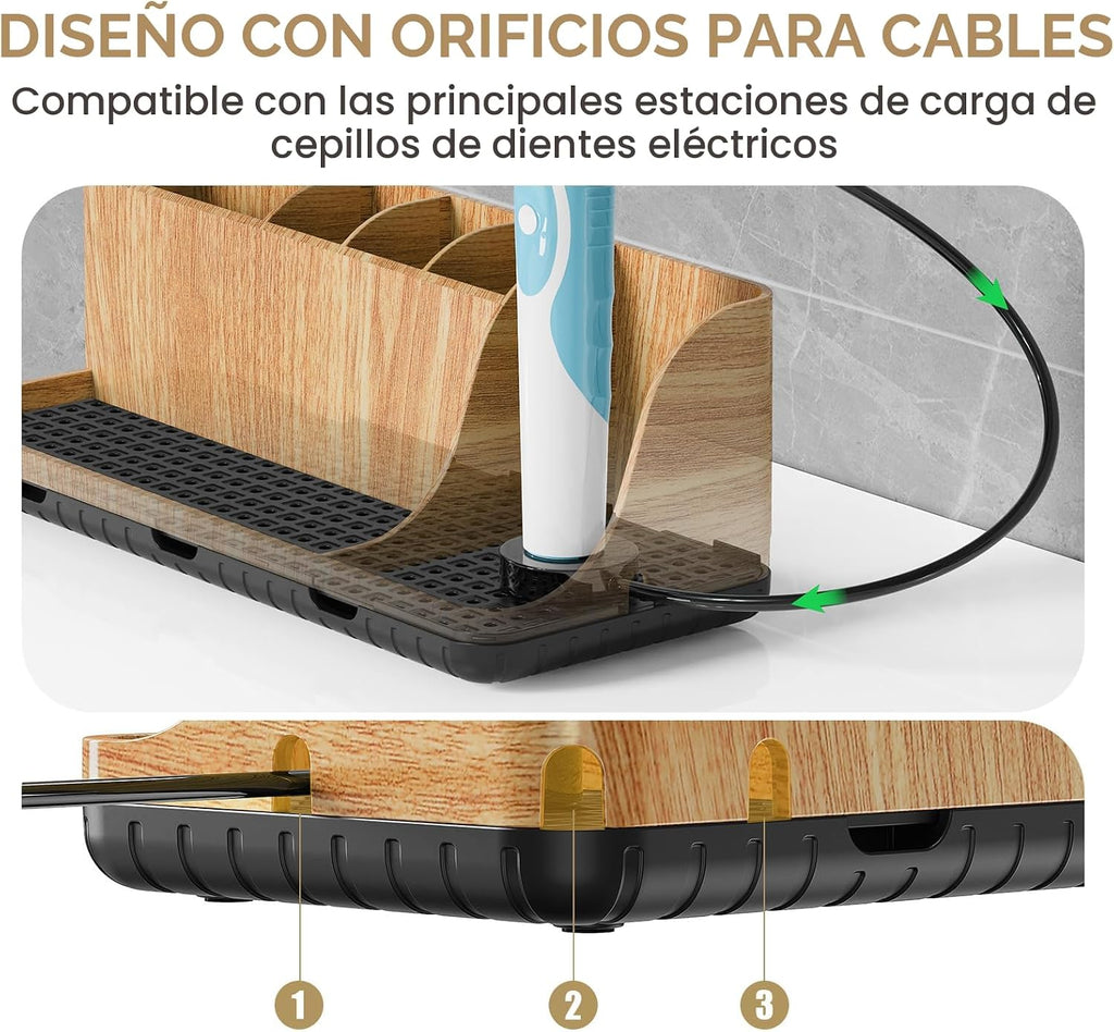 Juego de soporte para cepillos de dientes para baños con 3 soportes...