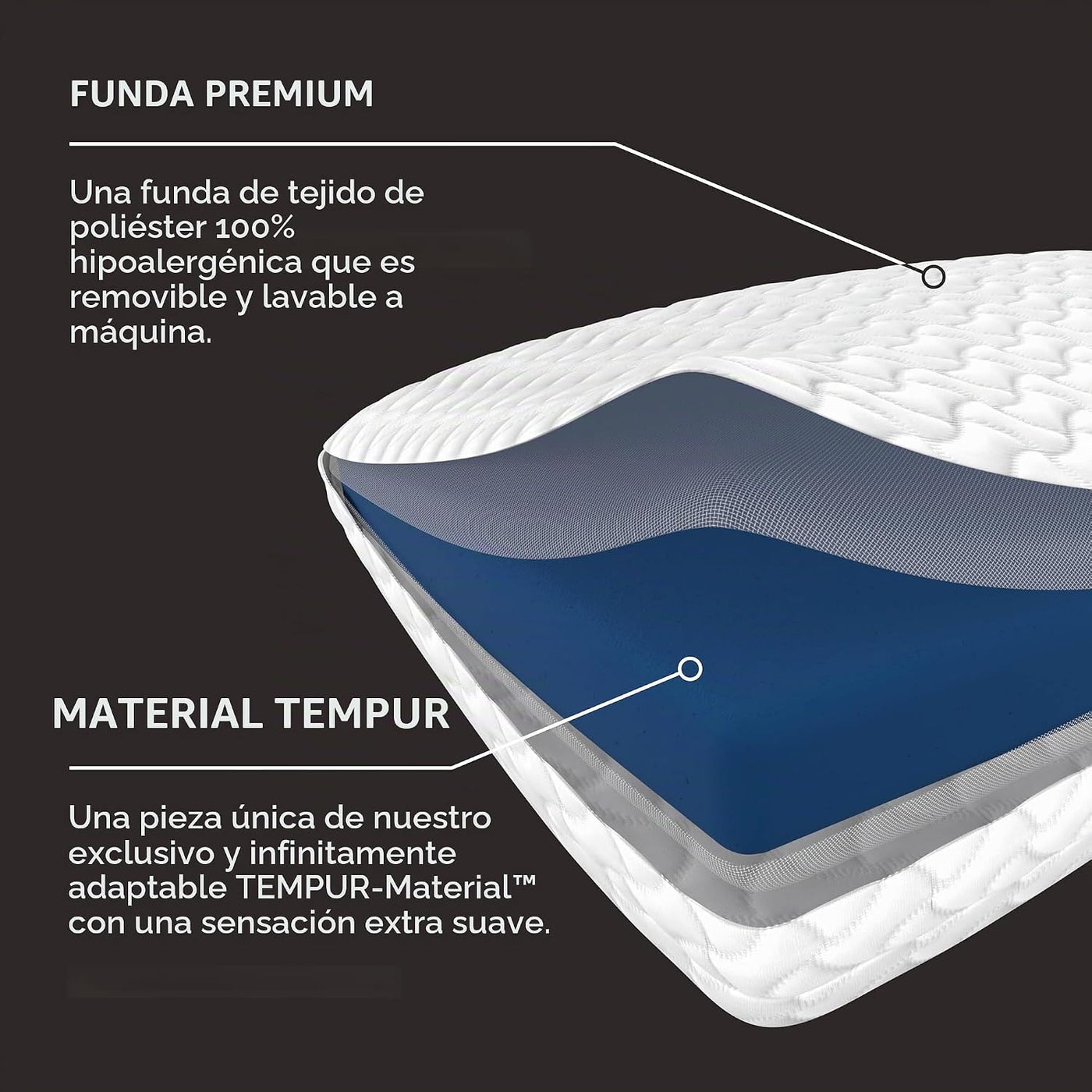 TEMPUR-Pedic TEMPUR-Cloud - Almohada estándar, paquete de 2, estánd...