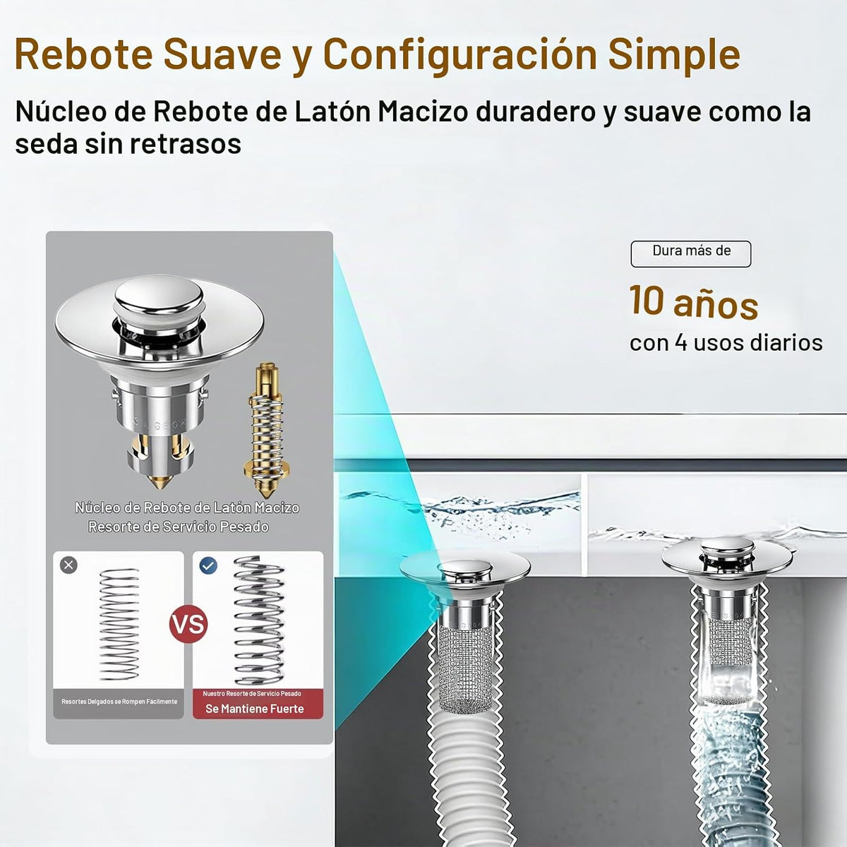 Paquete de 4 tapones de drenaje para fregadero de baño, tapón de dr...