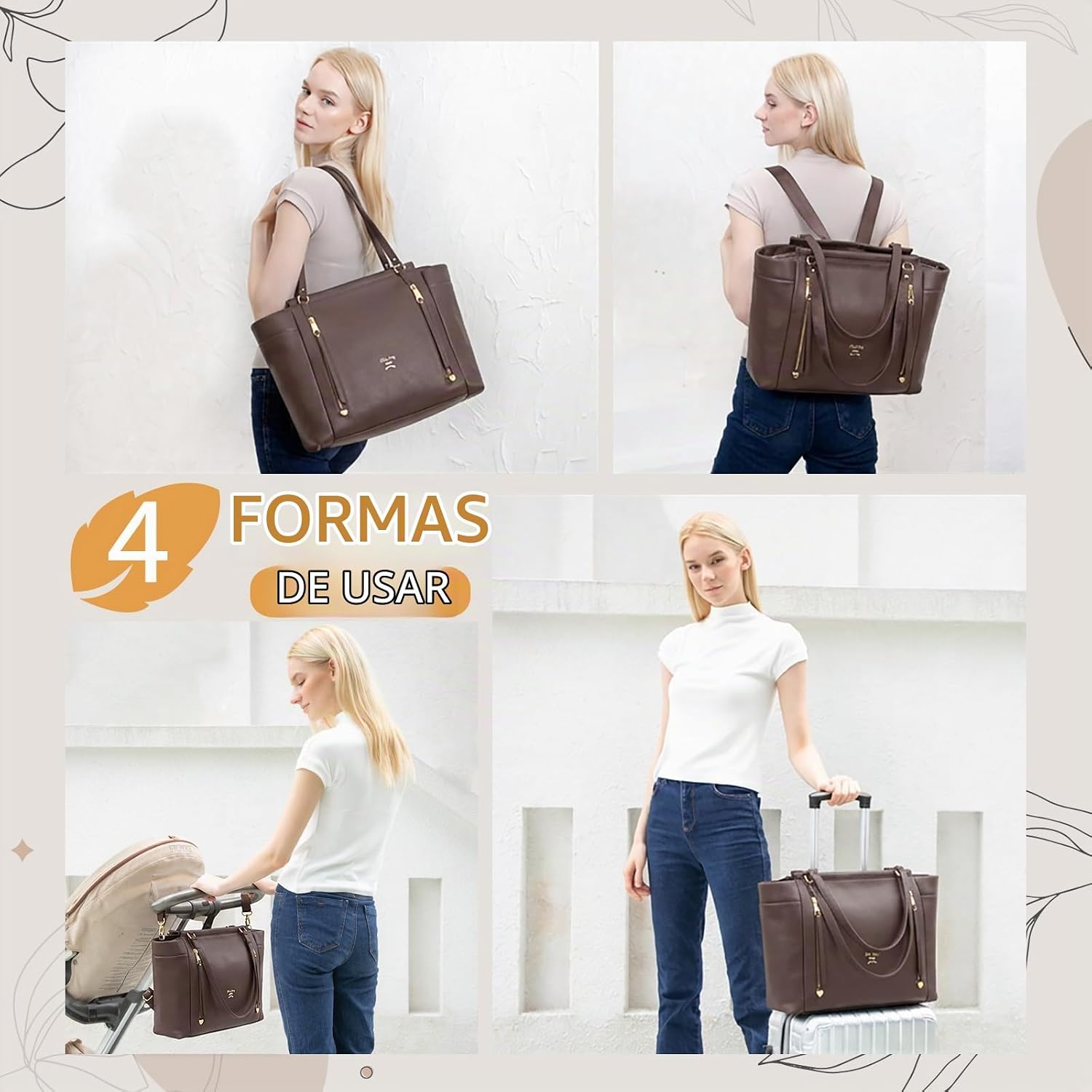 miss fong Bolsa de pañales, Mochila de cuero para pañales, Bolsa de...