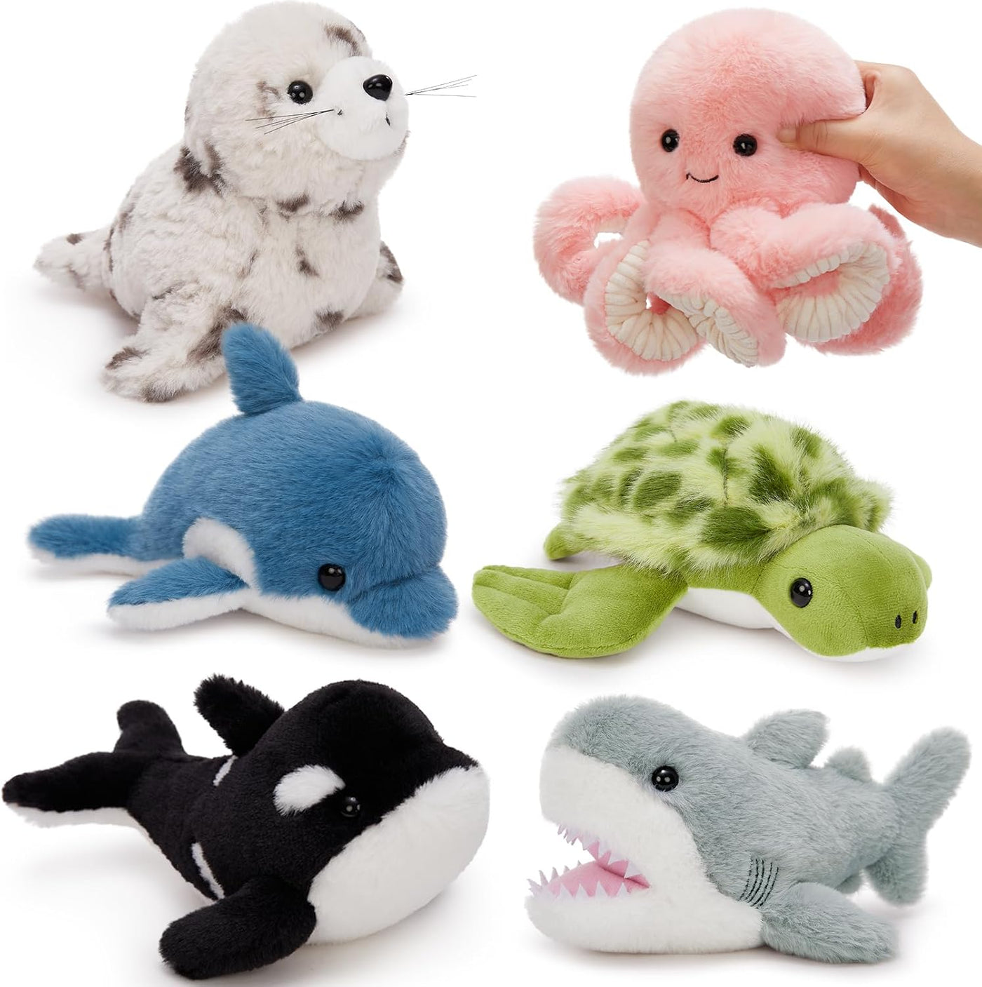 MaoGoLan 6 juguetes de peluche de animales marinos, animales de pel...