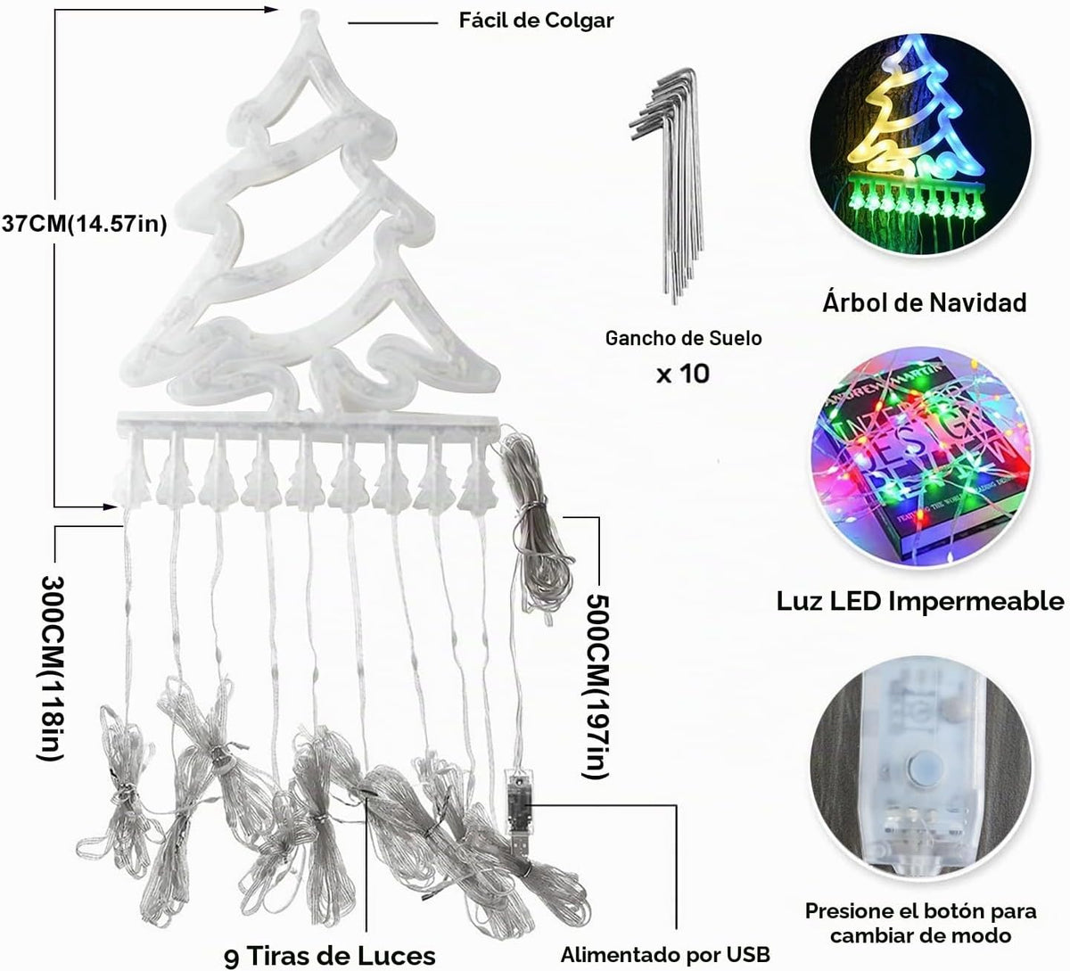 Decoraciones de Navidad para Exteriores Luces de Cadena para Árbol...
