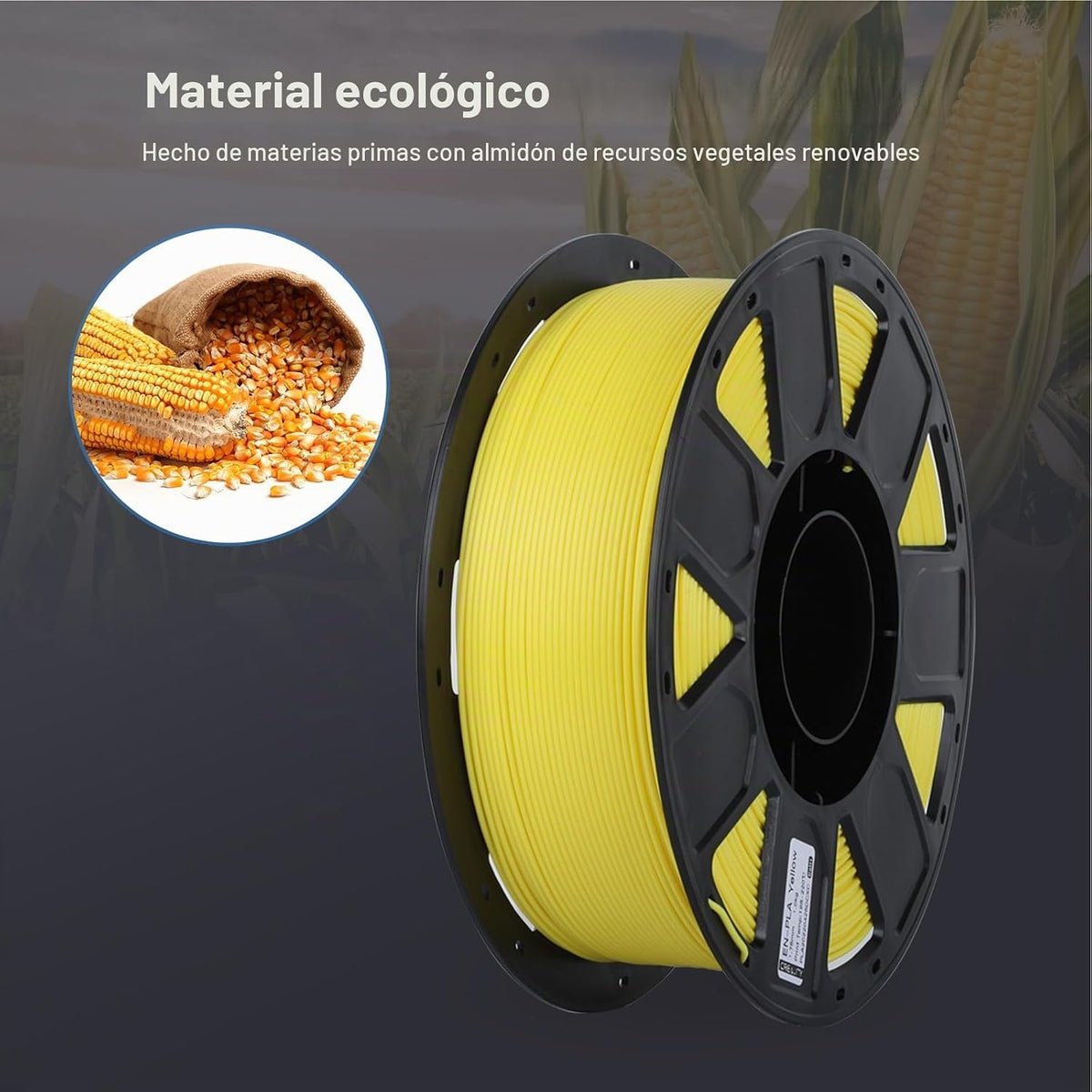 Creality Filamento PLA para impresora 3D de 0.07 in, 2.2 lbs, amari...