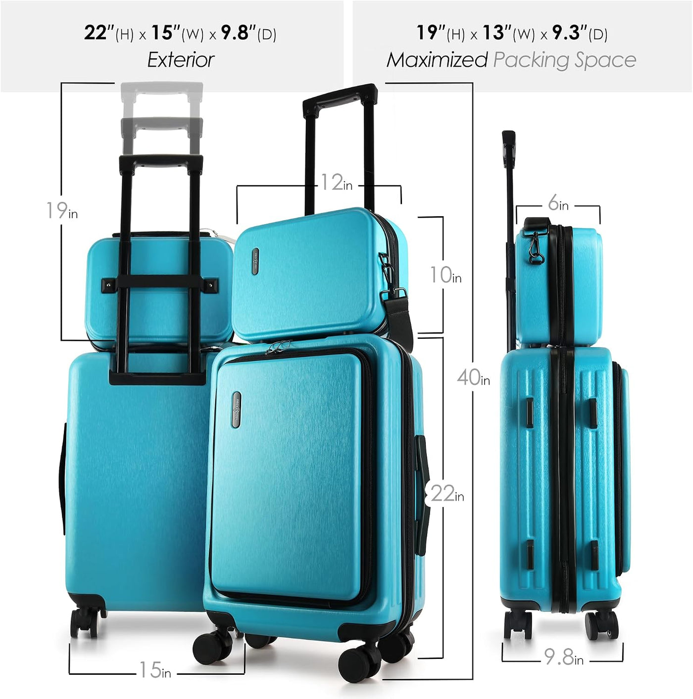 TRAVELARIM - Maleta de mano de 20 pulgadas, 22 x 14 x 9 pulgadas, a...