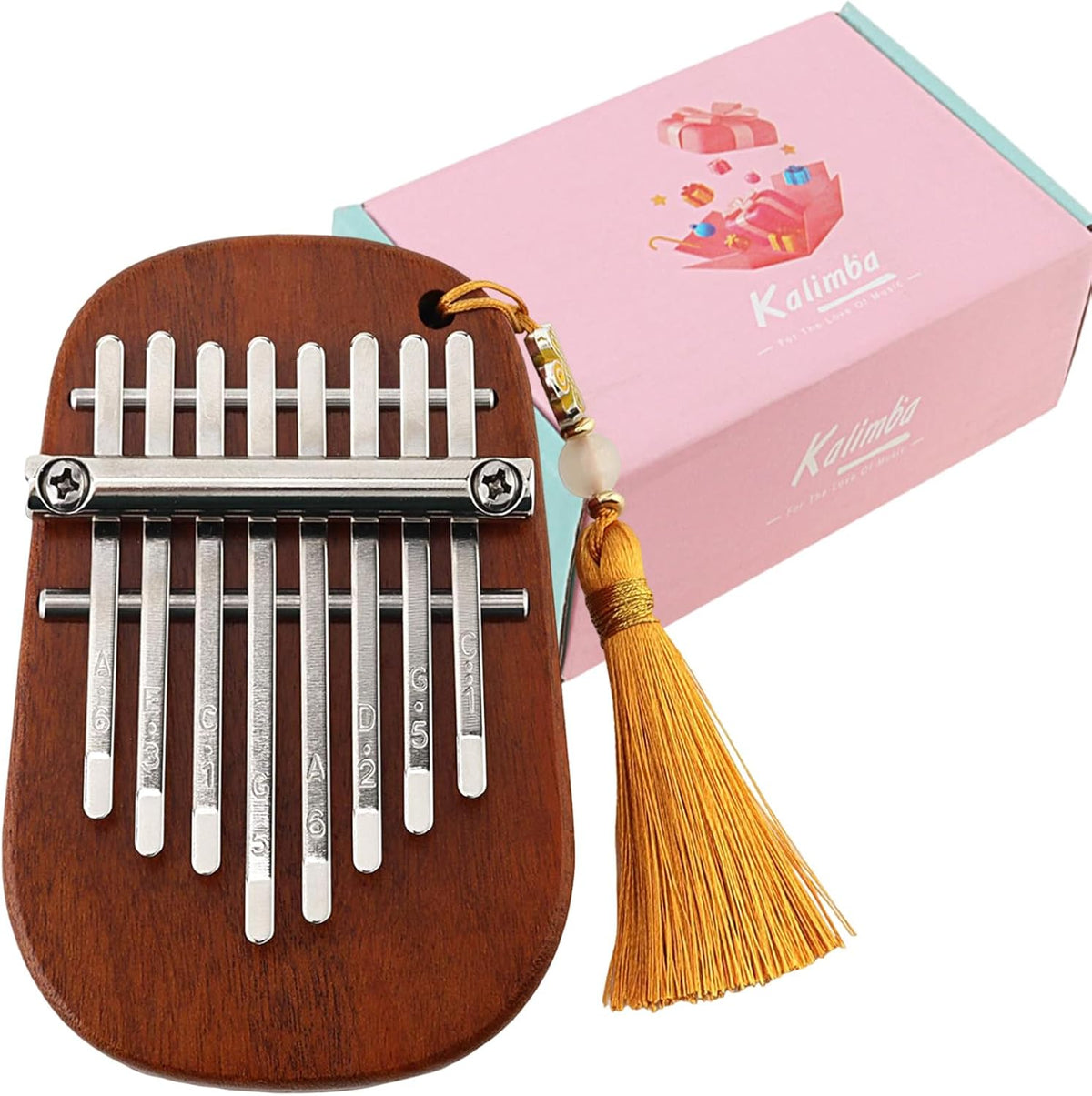 Mini piano de pulgar de 8 teclas, piano de pulgar de madera marimba...