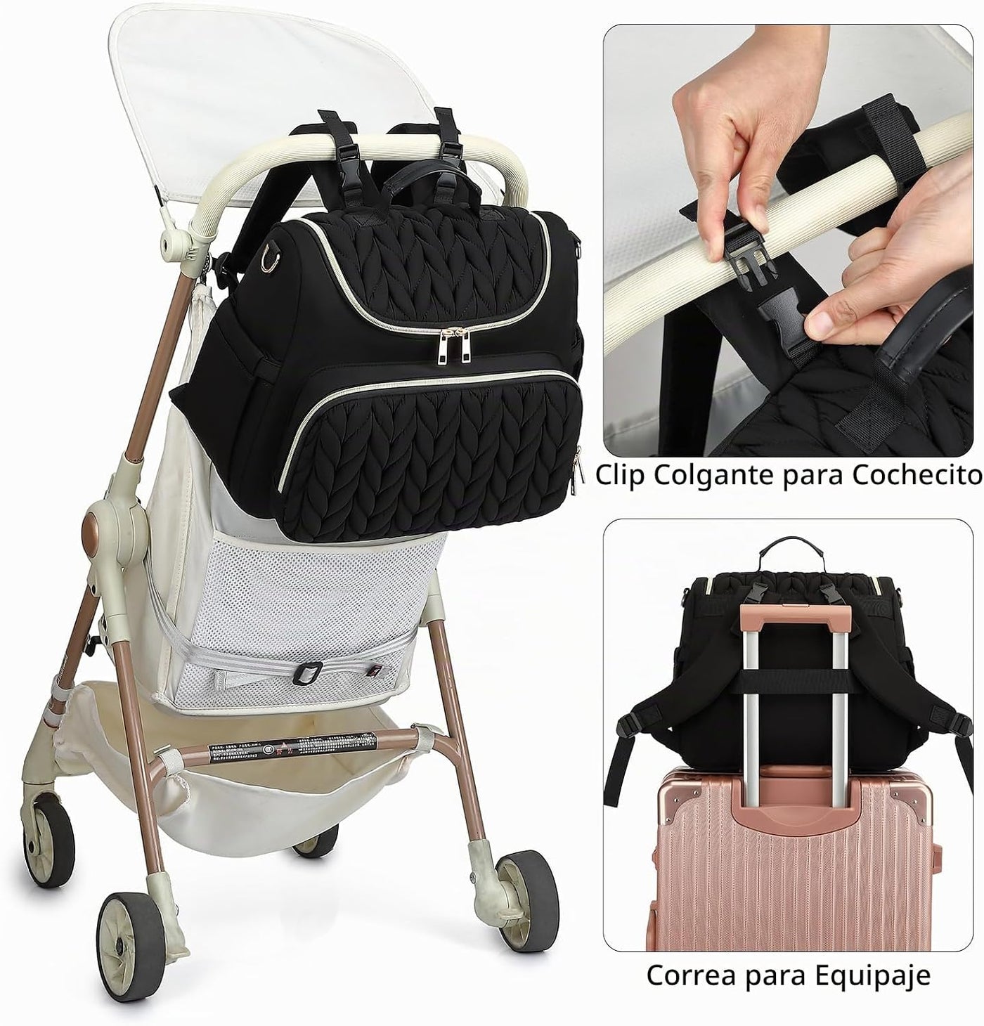 Bevkois Mochila pequeña para pañales acolchada, mini bolsa cruzada...