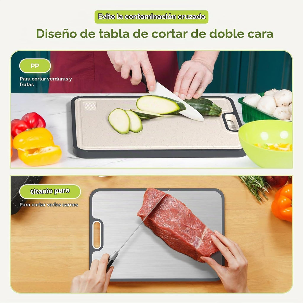 Tabla de cortar de titanio para cocina, tabla de cortar de doble ca...