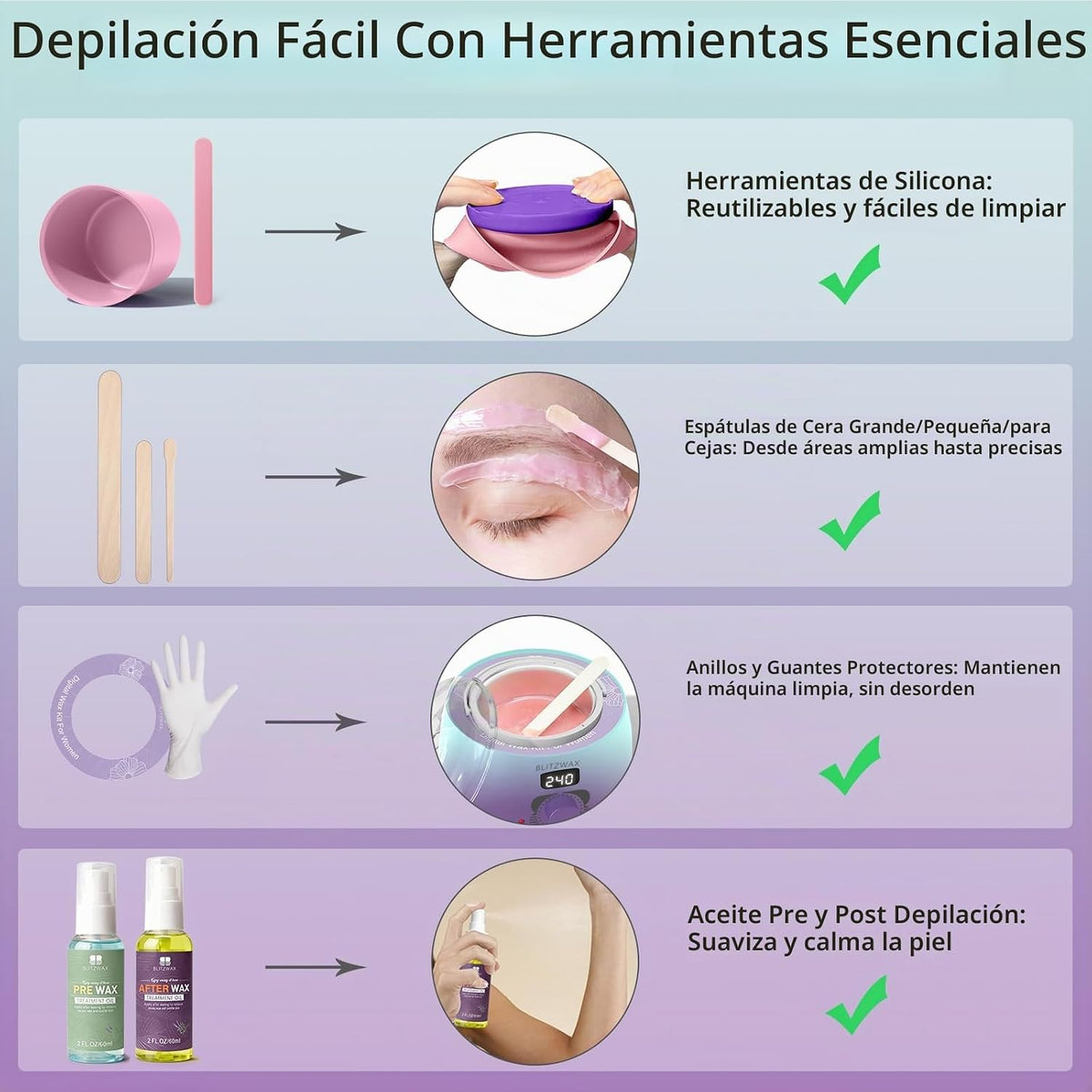 BLITZWAX Kit de depilación brasileña y bikini para mujer, calentado...