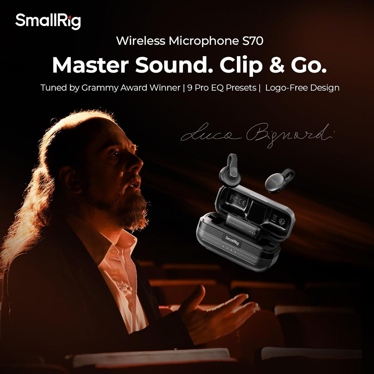 Micrófono inalámbrico SMALLRIG S70-C2 (2 TX + 1 RX + estuche de car...