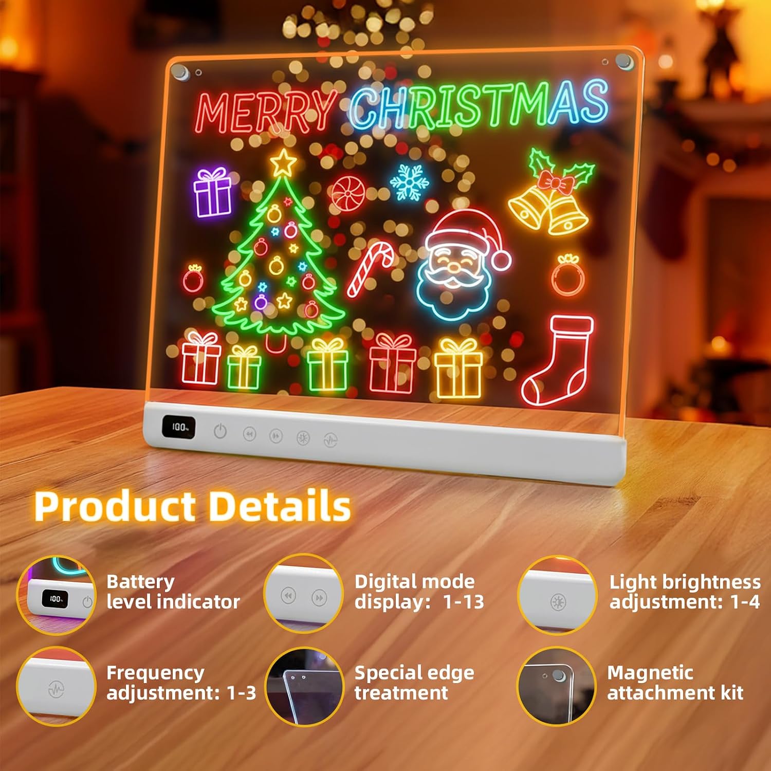 Lumiboard Tablero de dibujo LED con 13 efectos de luz, tablero de n...