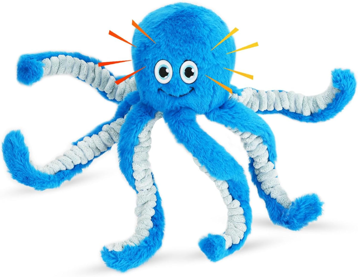 Eneston Juguetes para perros con papel arrugado, pulpo de peluche c...