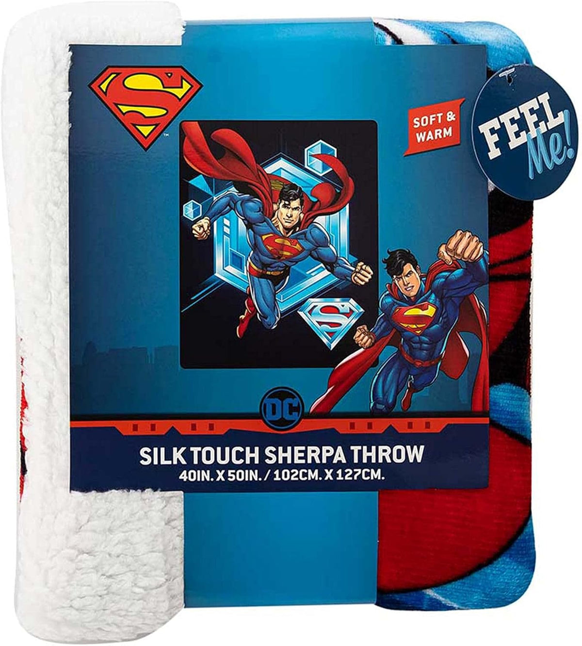 Northwest DC - Superman - Manta Sherpa de seda táctil, 40 x 50 pulg...