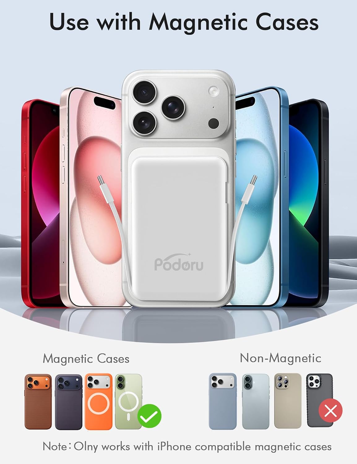 Podoru para Magsafe Power Bank, cargador portátil magnético de 1000...