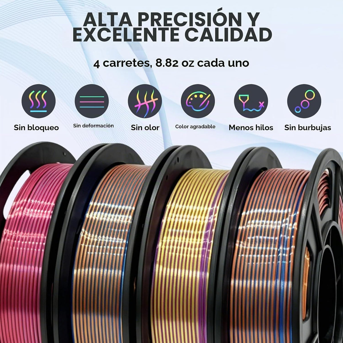 Frucindra Paquete de filamentos para impresora 3D de seda PLA+, fil...