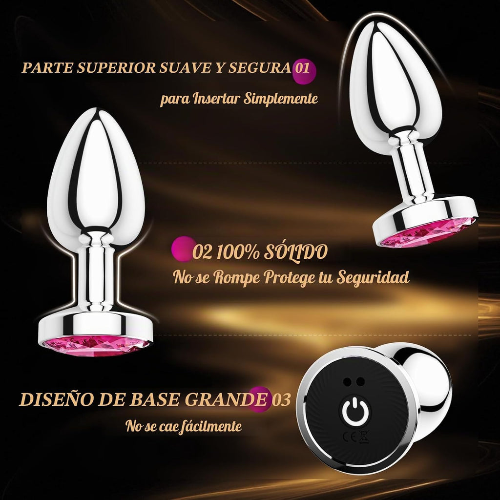 Yolodit Enchufe anal vibrador de tapón de glúteos, 3 juguetes anale...