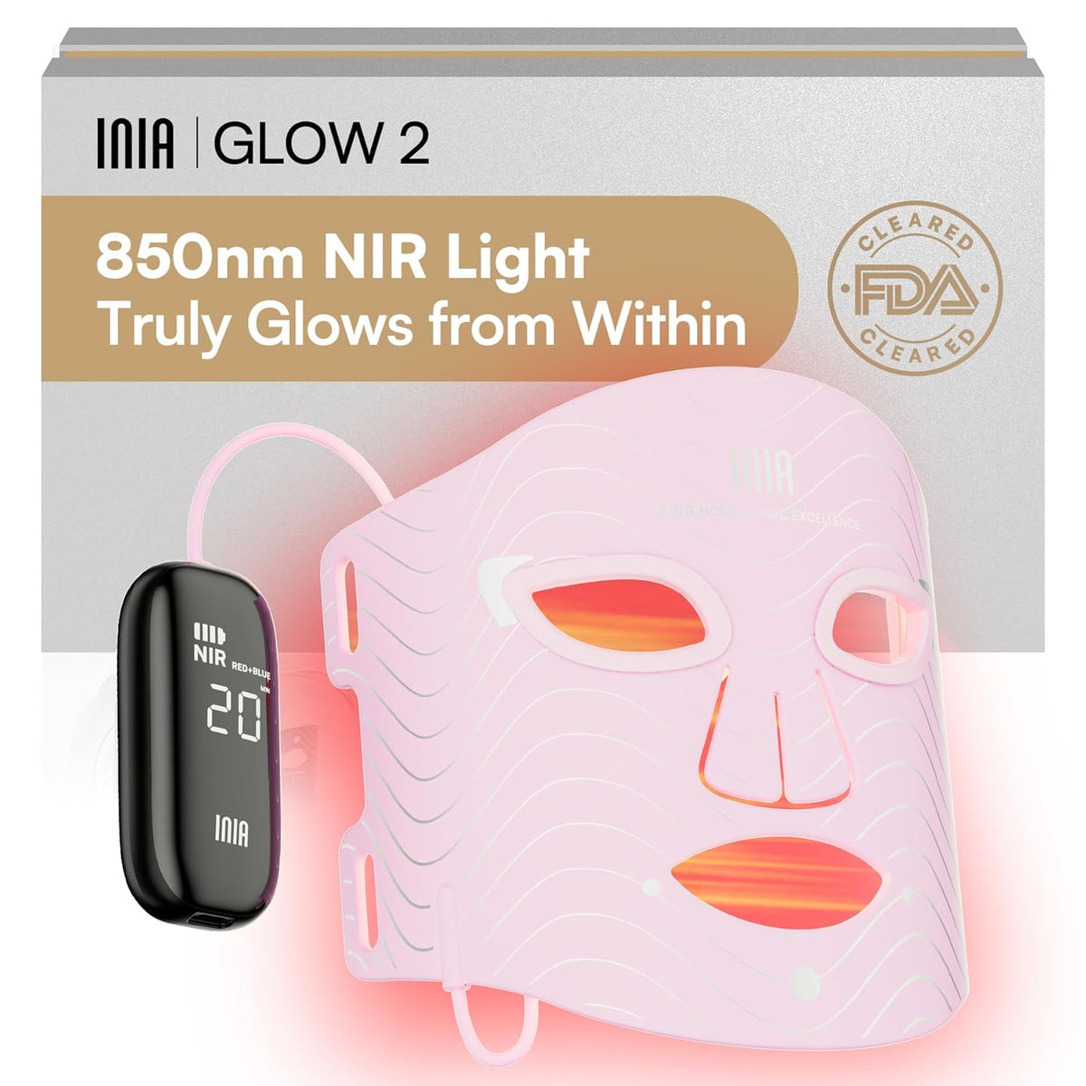 INIA Máscara de la terapia de la luz roja para la cara, 850nm NIR,...