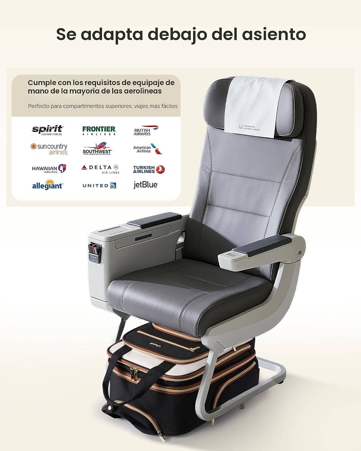 LOVEVOOK Equipaje de mano debajo del asiento con ruedas, Negro-Gris...