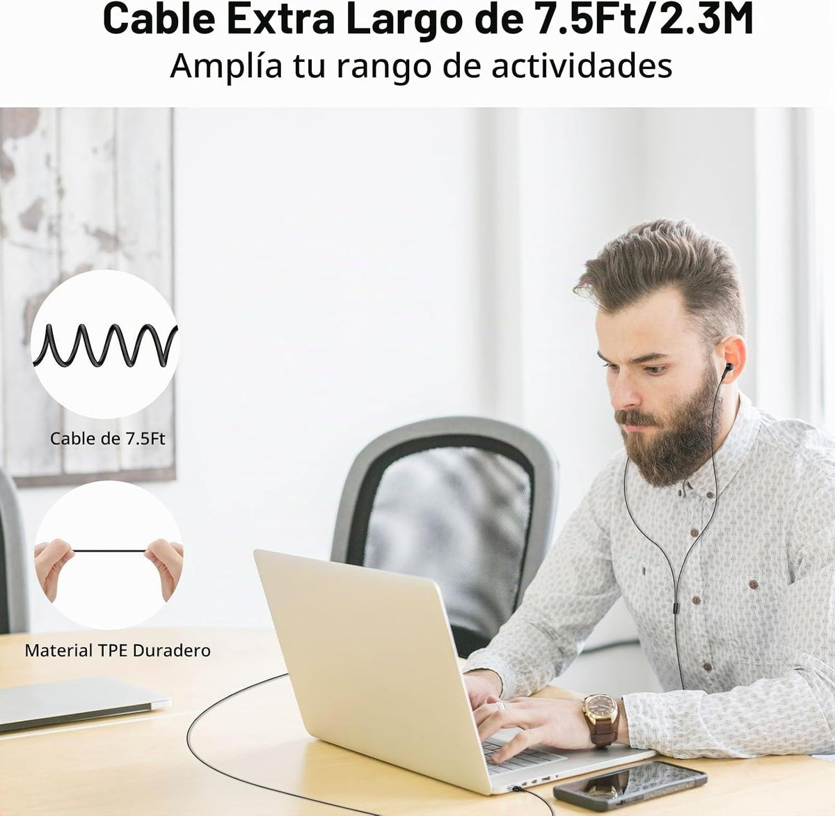 AIAUXAI Auriculares USB con micrófono para PC portátil, auriculares...