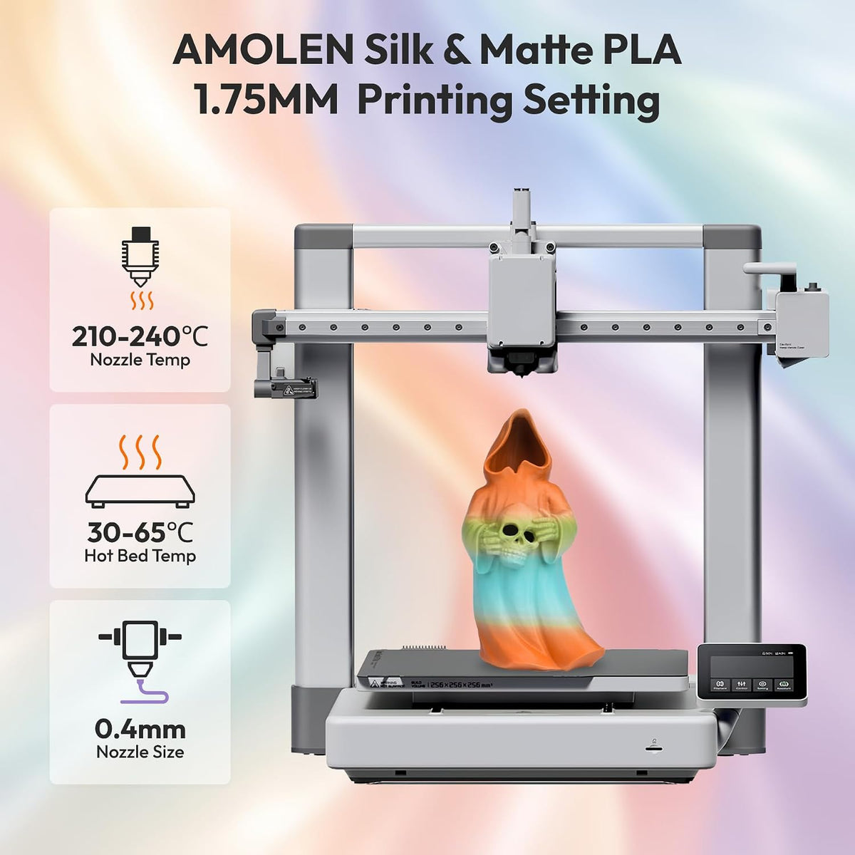 AMOLEN Filamento PLA para impresora 3D de arcoíris sedoso y mate de...