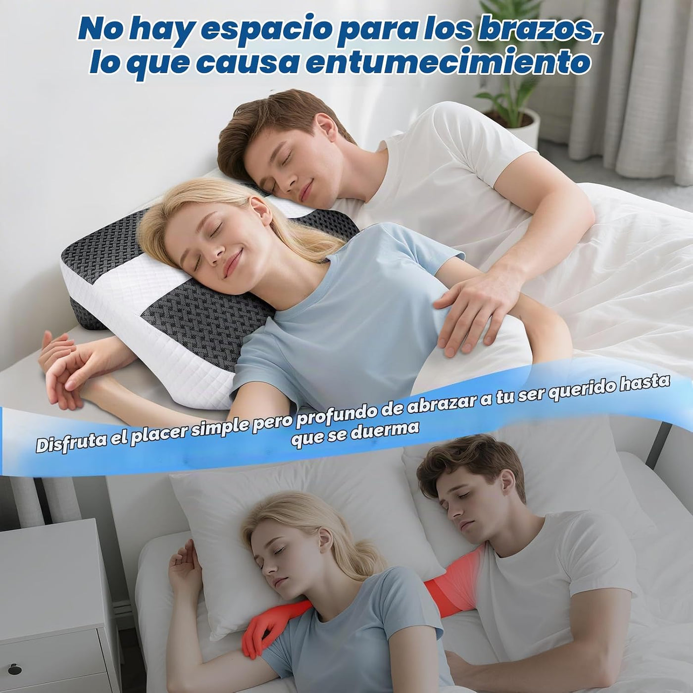 SAHEYER Almohada para dormir de lado con orificios para los brazos,...