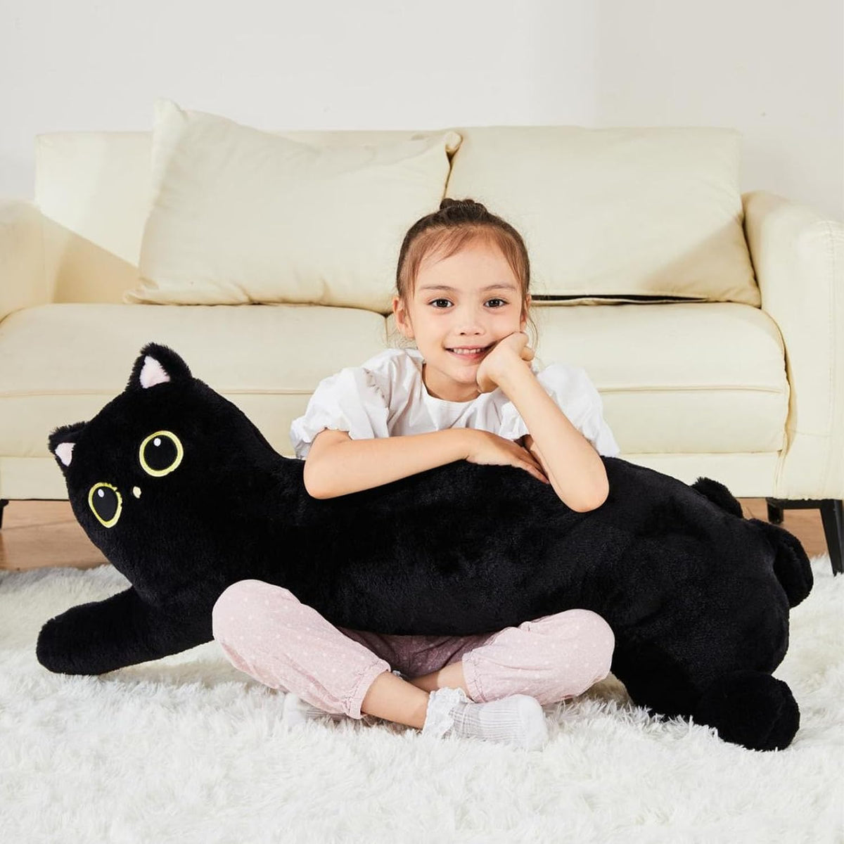 TPVV Peluche de gato gigante de 35 pulgadas, almohada gigante de ga...
