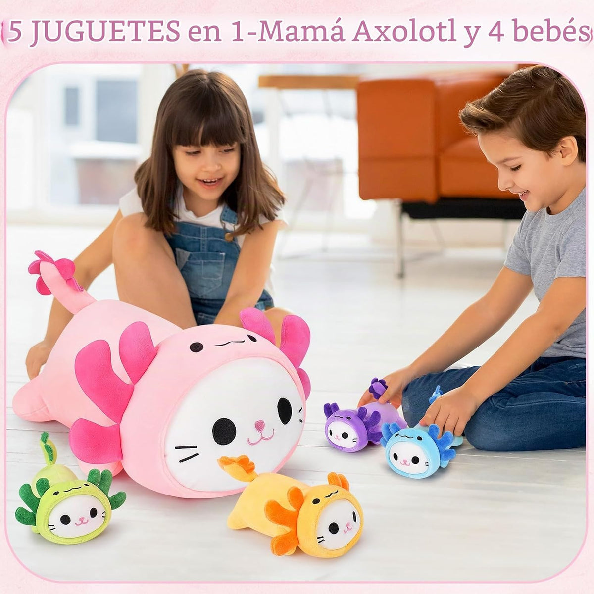 5 piezas de peluche de gato axolotl de animales de peluche familiar...
