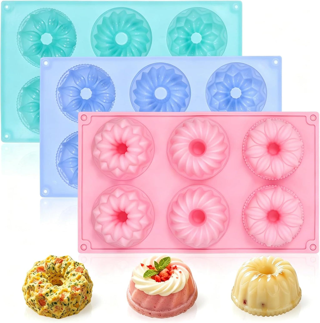 AOTASO 3 moldes para pasteles de tubo estriado de silicona, mini mo...