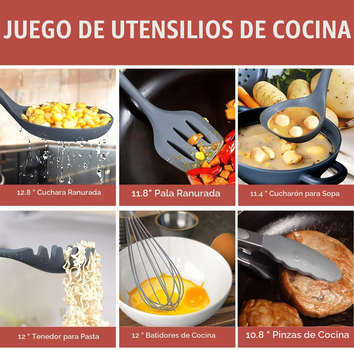 RAXCO Juego de cocina, utensilios de cocina de 7 piezas, utensilios...